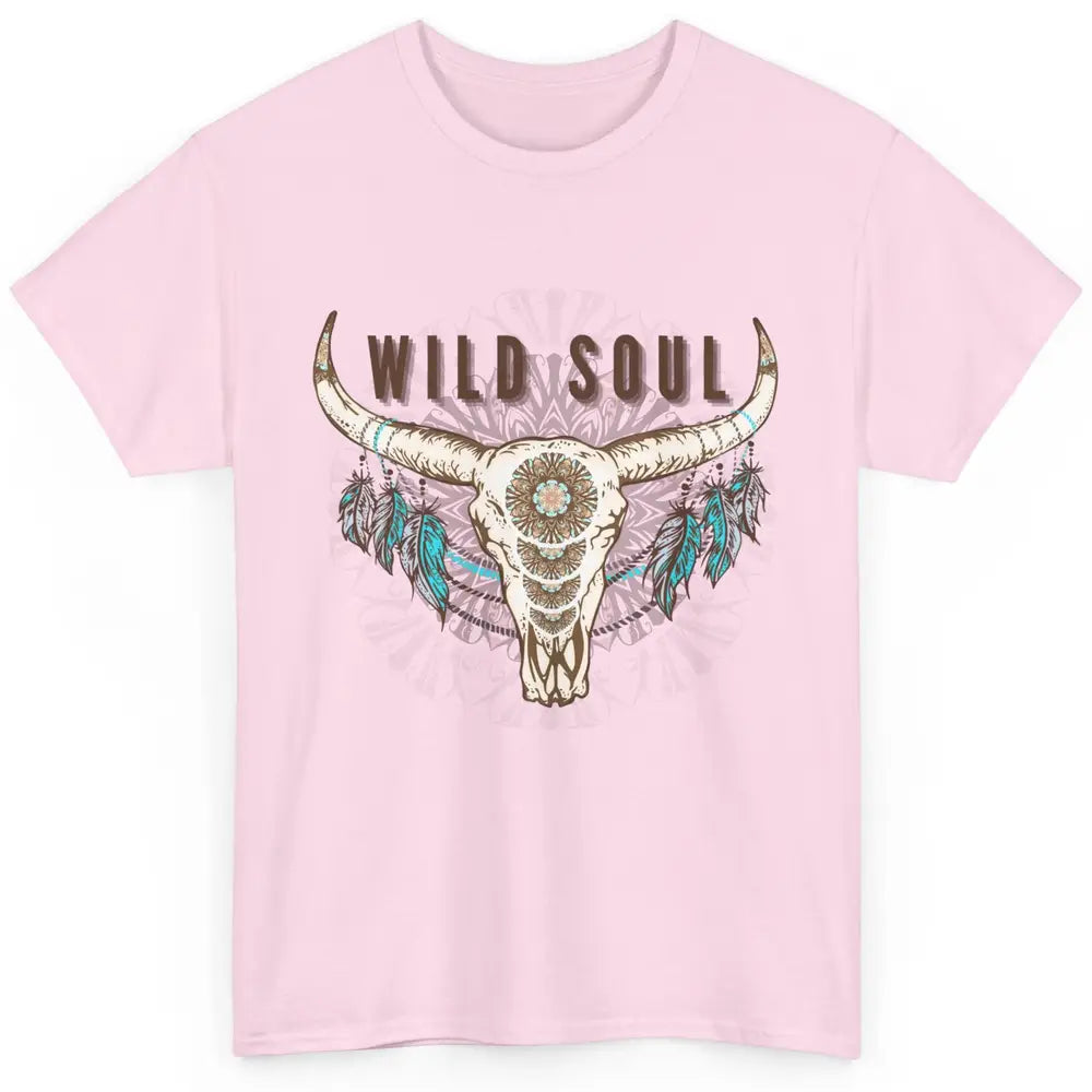 Boho Bull Skull Wild Soul Hippie Cowgirl Western Country Classic Unisex T-Shirt