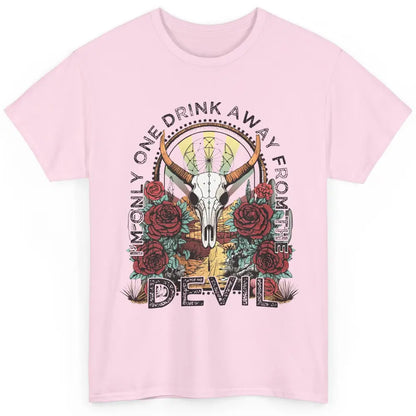 Desert Skull One Drink Away From The Devil Western Country Classic Unisex T-Shirt