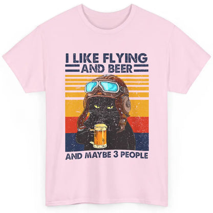 Funny Black Cat Skydiving I Like Flying Beer Maybe 3 People Classic Unisex T-Shirt