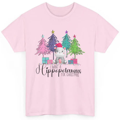 I Want A Hippopotamus For Christmas Tree Hippo Doodle Draw Classic Unisex T-Shirt