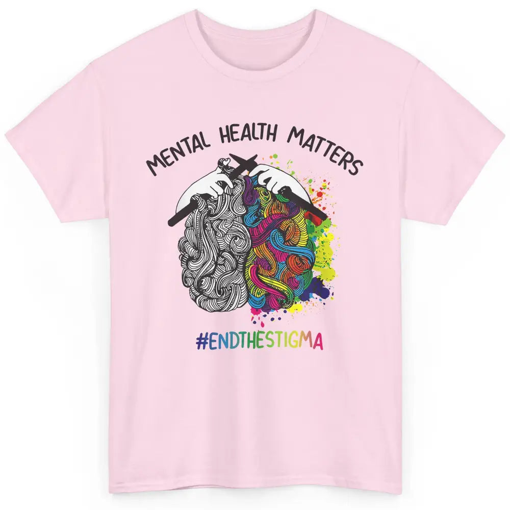 Brain Knitting Mental Health Matters Awareness Crochet Quilt Classic Unisex T-Shirt