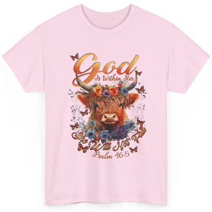 Christian Highland Cow God Is Within Her Bible Religious Classic Unisex T-Shirt