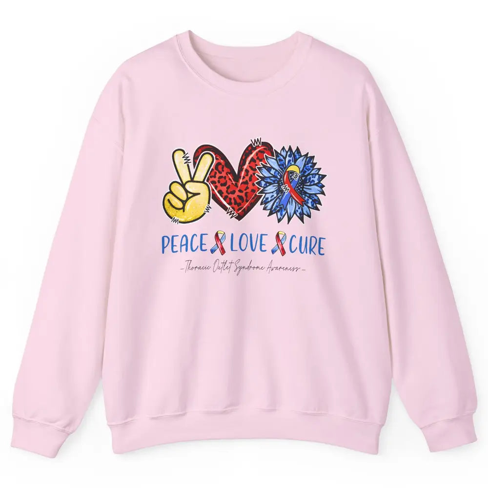 Thoracic Outlet Syndrome Awareness Peace Love Cure Sunflower Unisex Crewneck Sweatshirt