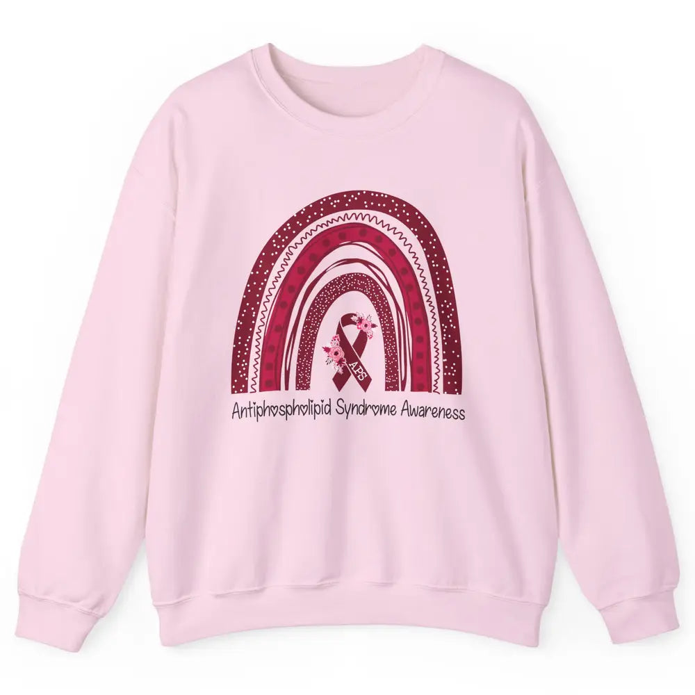 Antiphospholipid Syndrome Awareness APS Burgundy Rainbow Unisex Crewneck Sweatshirt