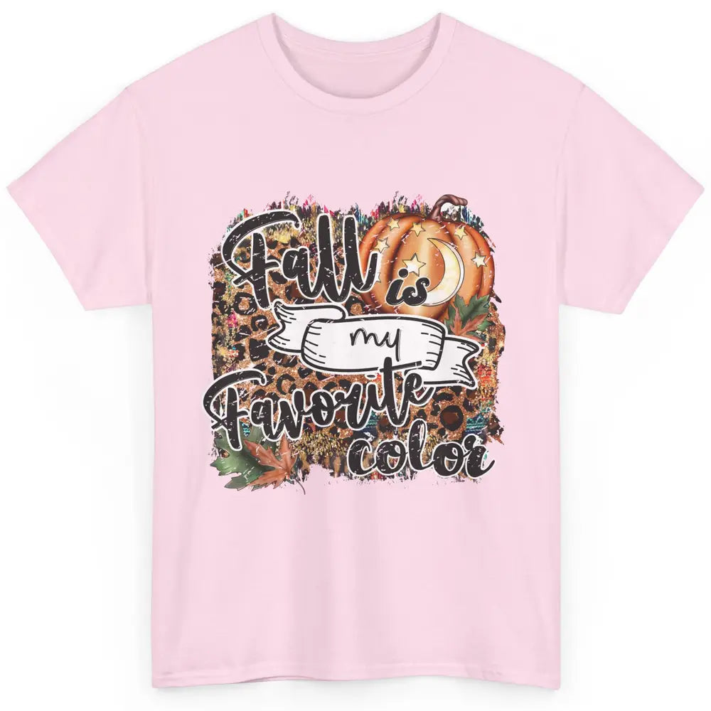 Retro Pumpkin Fall Is My Favorite Color Leopard Autumn Gift Classic Unisex T-Shirt