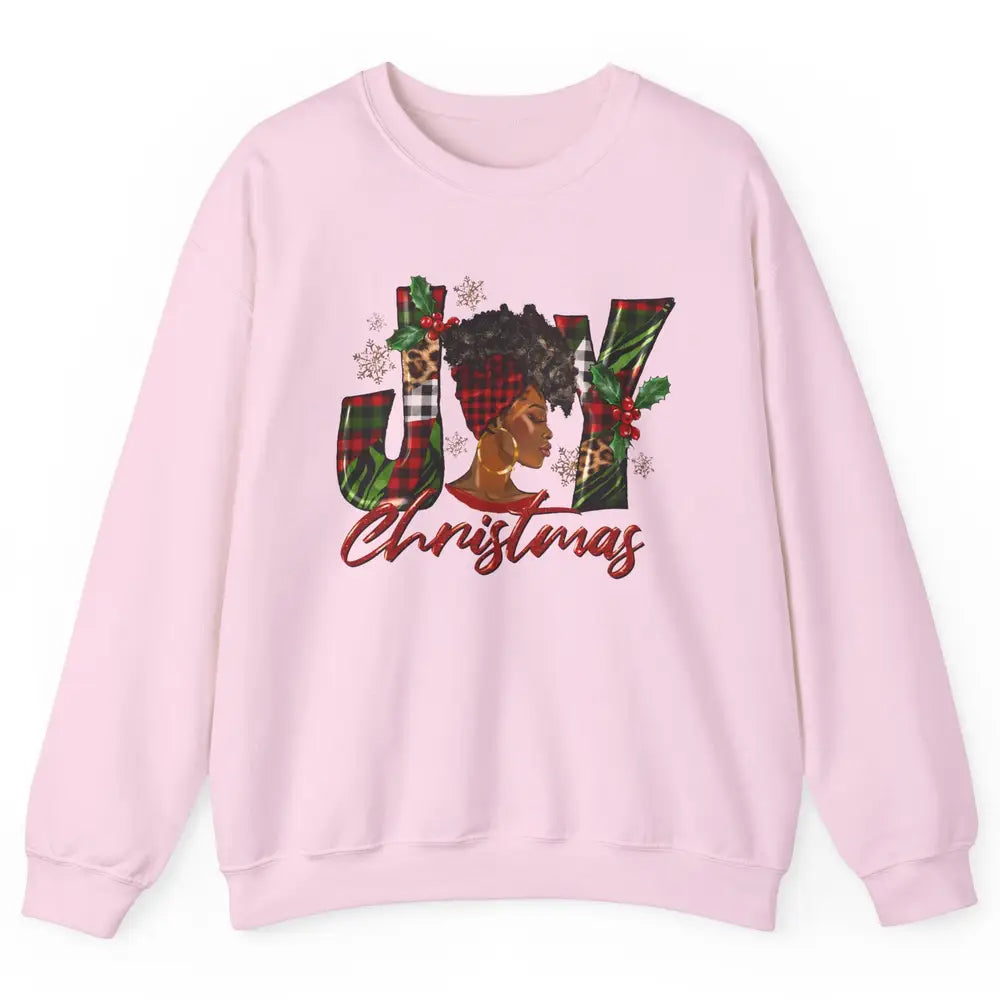 Leopard Black Woman Joy Melanin Christmas Black Christmas Unisex Crewneck Sweatshirt