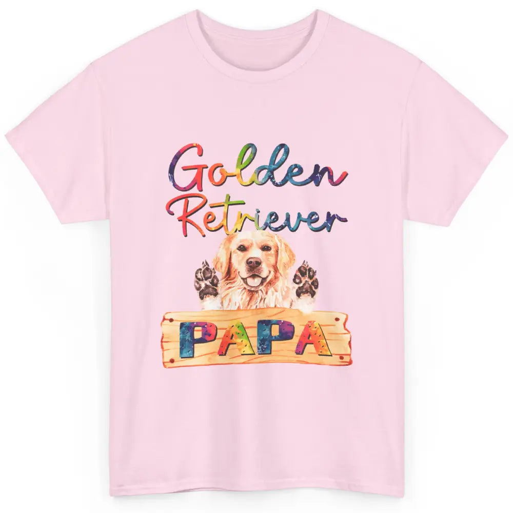 Colorful Golden Retriever Dog Papa Cute Puppy Father Dad Classic Unisex T-Shirt