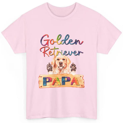 Colorful Golden Retriever Dog Papa Cute Puppy Father Dad Classic Unisex T-Shirt