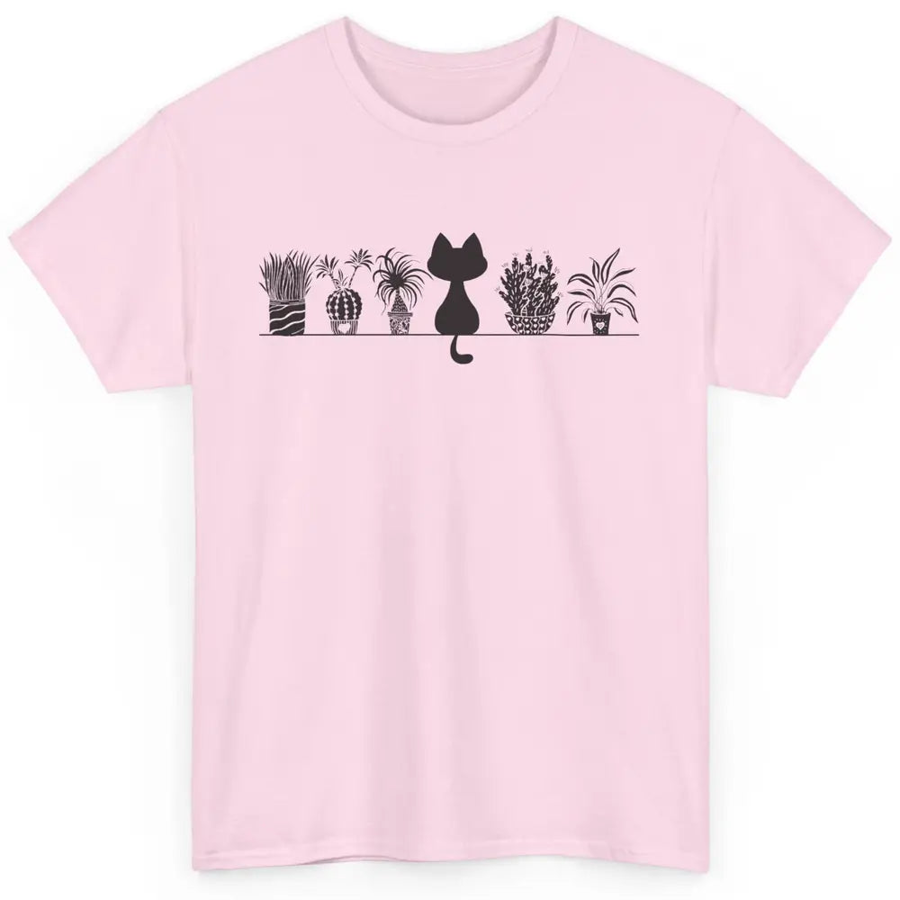 Black Cat Succulent Plant Cactus Cat Lady Gardening Planting Classic Unisex T-Shirt