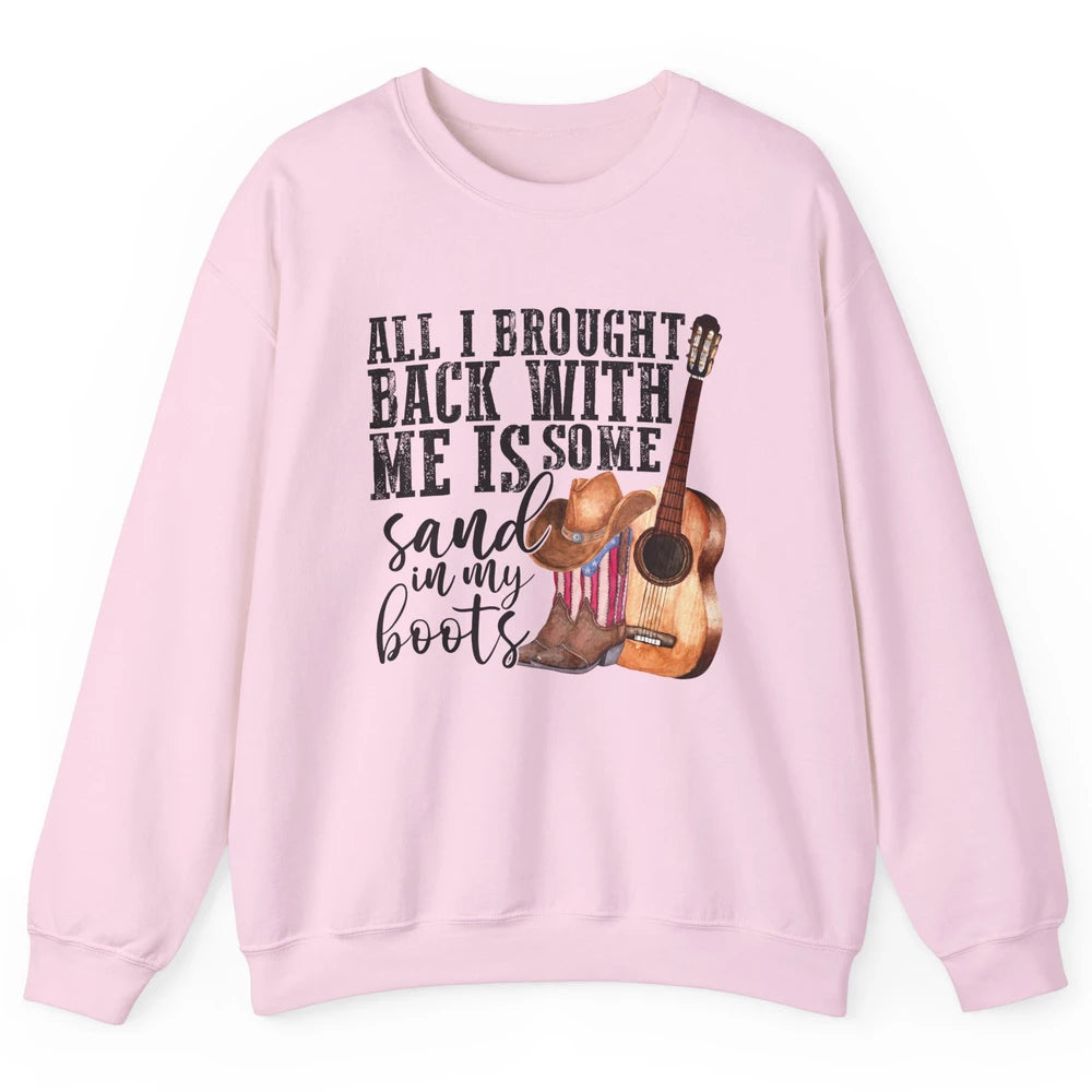 Retro Sand In My Boots Western Cowgirl Cowboy Boots Guitar Unisex Crewneck Sweatshirt