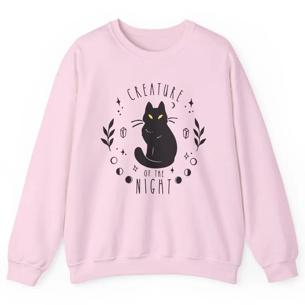 Black Cat Witch Creature Of The Night Halloween Cat Costume Unisex Crewneck Sweatshirt