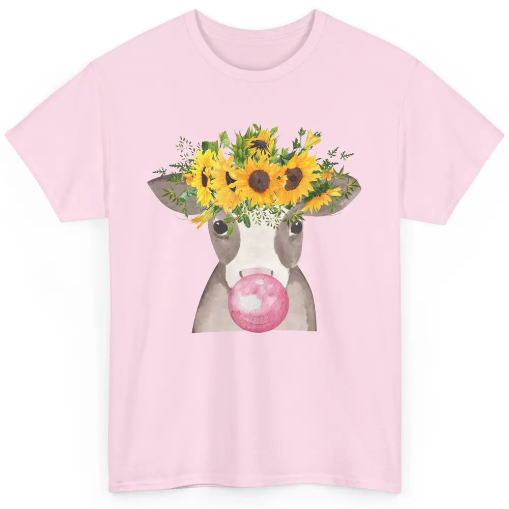 Sunflower Cow Bubble Gum Not In The Mood Western Farm Animal Classic Unisex T-Shirt