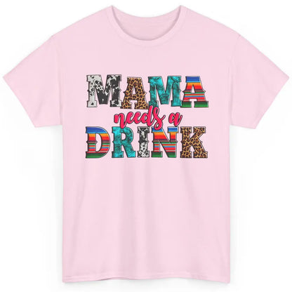 Western Mama Needs Drink Leopard Turquoise Mothers Day Retro Classic Unisex T-Shirt