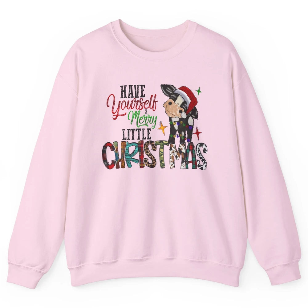 Cow Santa Have Yourself Merry Little Christmas Western Xmas Unisex Crewneck Sweatshirt