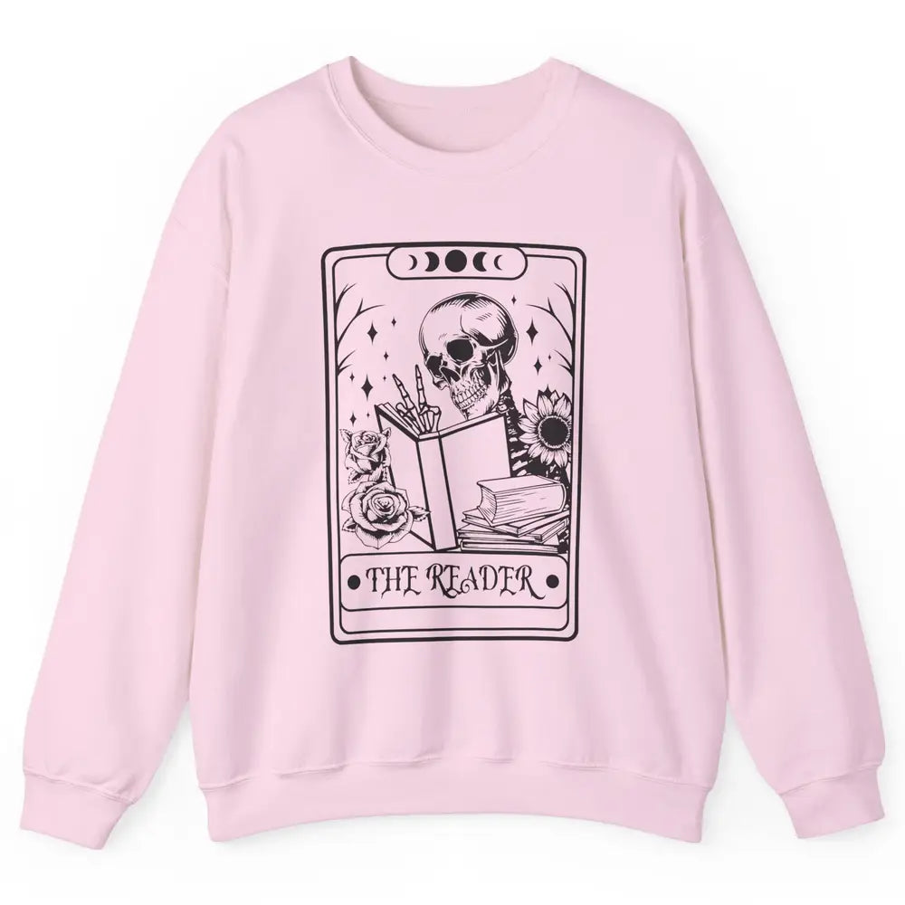 Retro Skeleton The Reader Tarot Card Halloween Romance Book Unisex Crewneck Sweatshirt