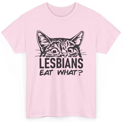 Funny Black Cat Lesbians Eat What LGBTQ Sarcastic Cat Mom Classic Unisex T-Shirt