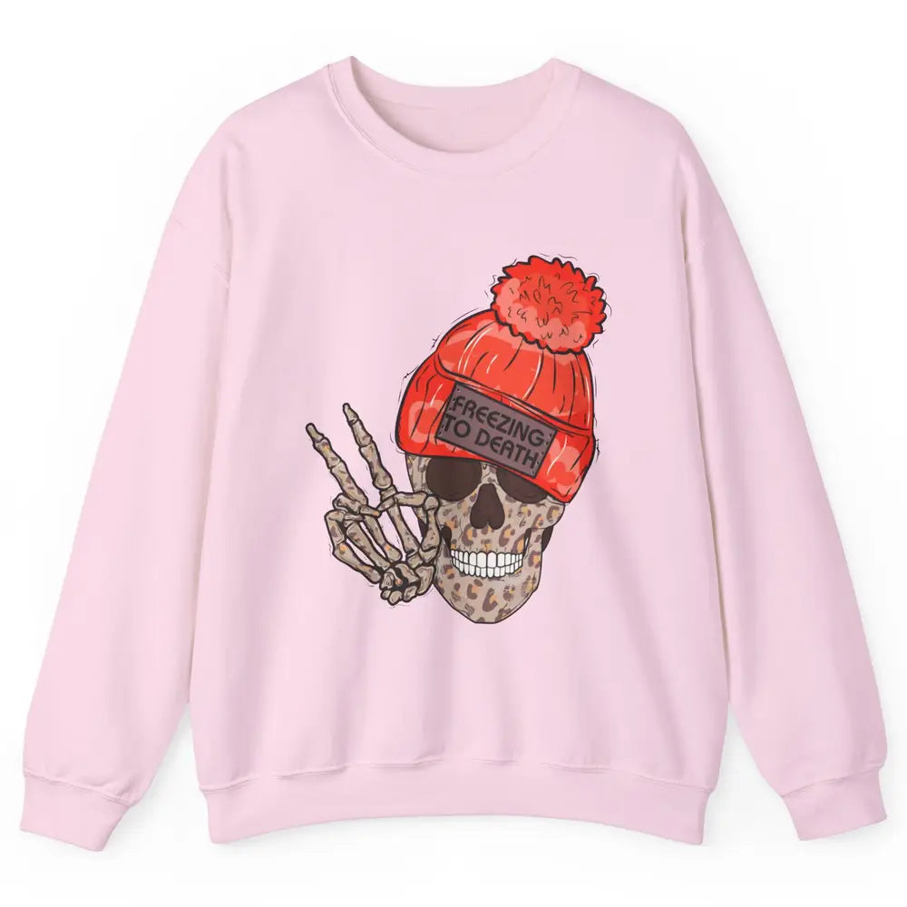 Funny Leopard Skull Freezing To Death Funny Christmas Winter Unisex Crewneck Sweatshirt