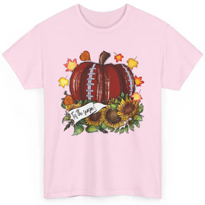 Football Pumpkin Tis The Season Sunflower Fall Leaves Autumn Classic Unisex T-Shirt