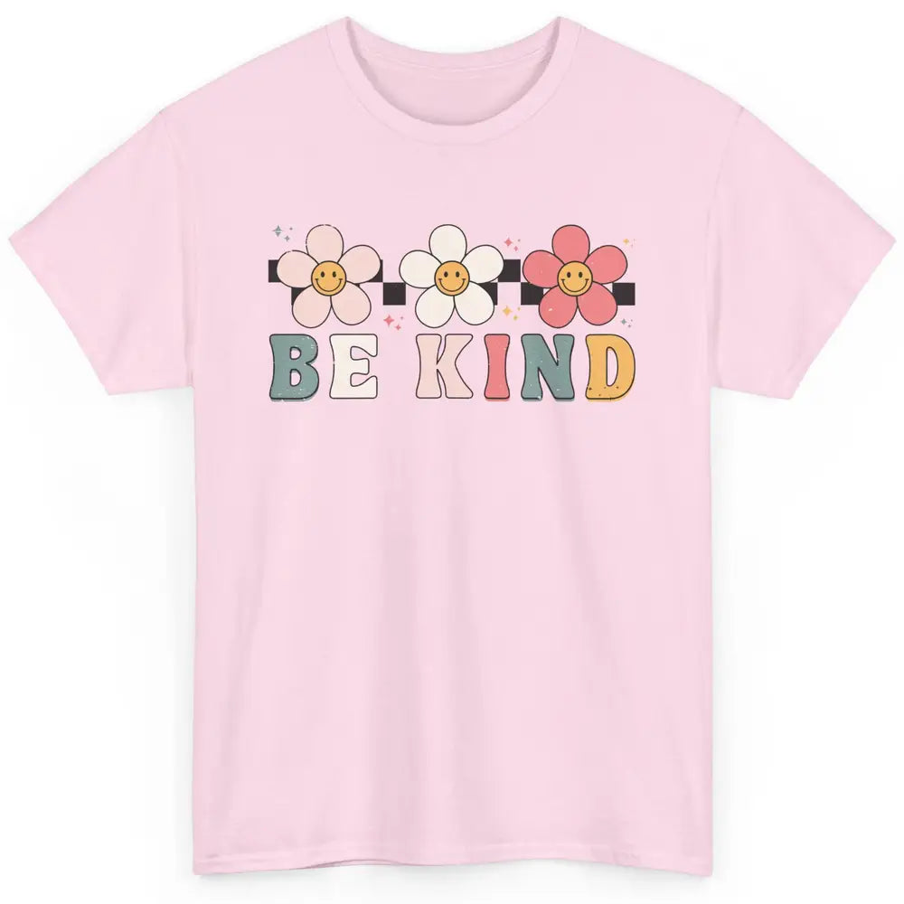 Be Kind Smiling Face Daisy Boho Mental Health Matter Retro Classic Unisex T-Shirt