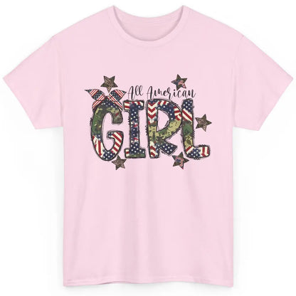 All American Girl American Flag Patriotic Military 4th July Classic Unisex T-Shirt