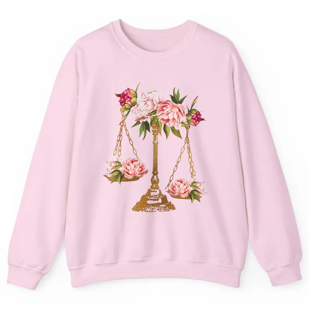 Wildflowers Lawyer Office Scales Decor Justice Law School Unisex Crewneck Sweatshirt