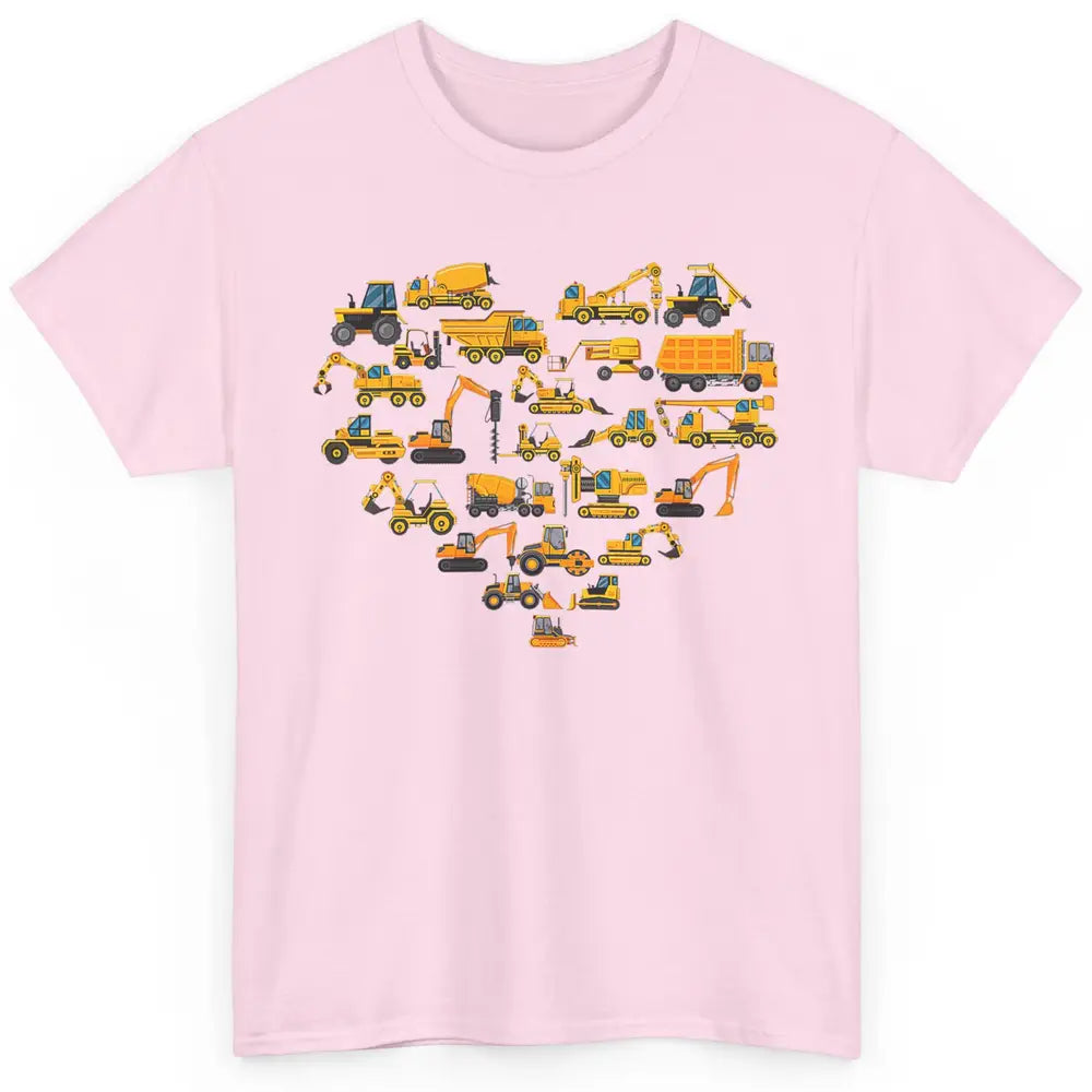 Types Of Construction Excavator Bulldozer Truck Heart Love Classic Unisex T-Shirt