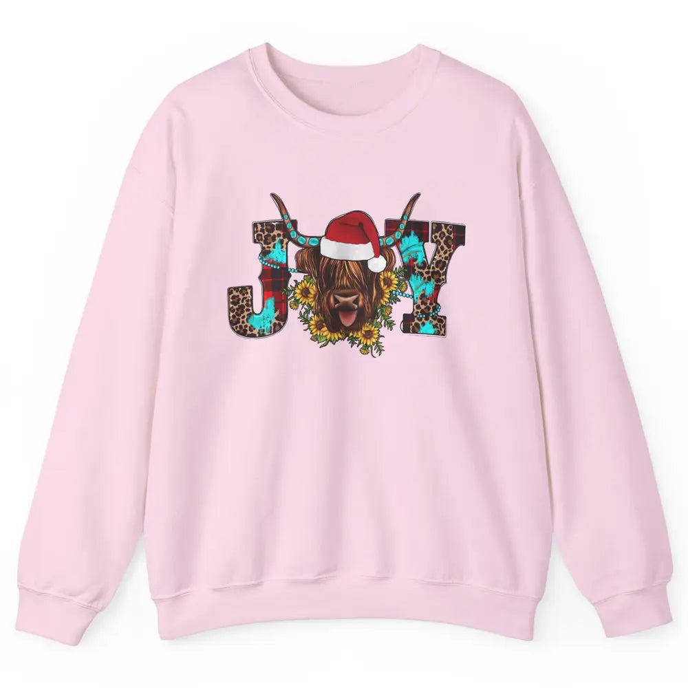 Highland Cow Christmas Joy Heifer Western Country Cowboy Unisex Crewneck Sweatshirt