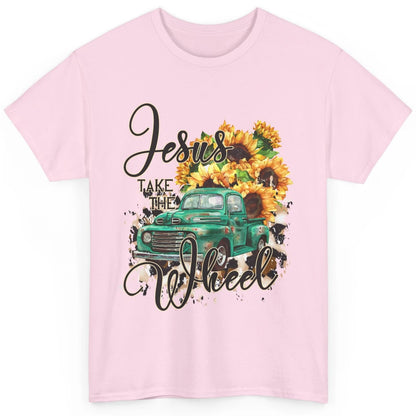 Sunflower Truck Jesus Take The Wheel Christian Gift Leopard Classic Unisex T-Shirt