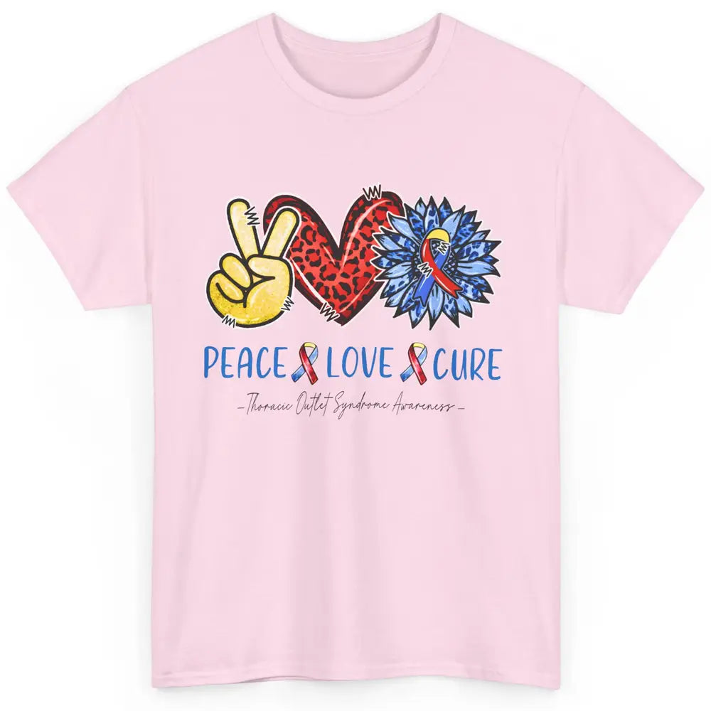 Thoracic Outlet Syndrome Awareness Peace Love Cure Sunflower Classic Unisex T-Shirt