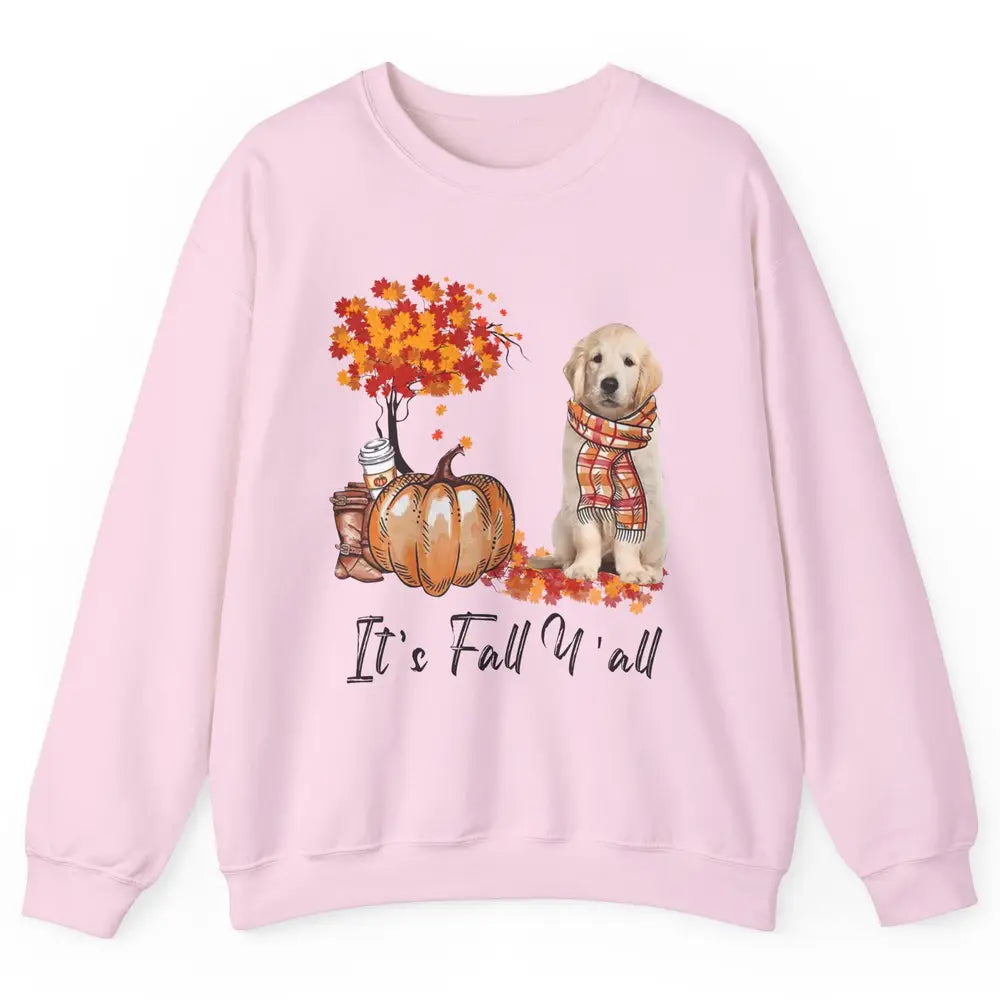 Golden Retriever Pumpkin Happy Fall Yall Autumn Thanksgiving Unisex Crewneck Sweatshirt