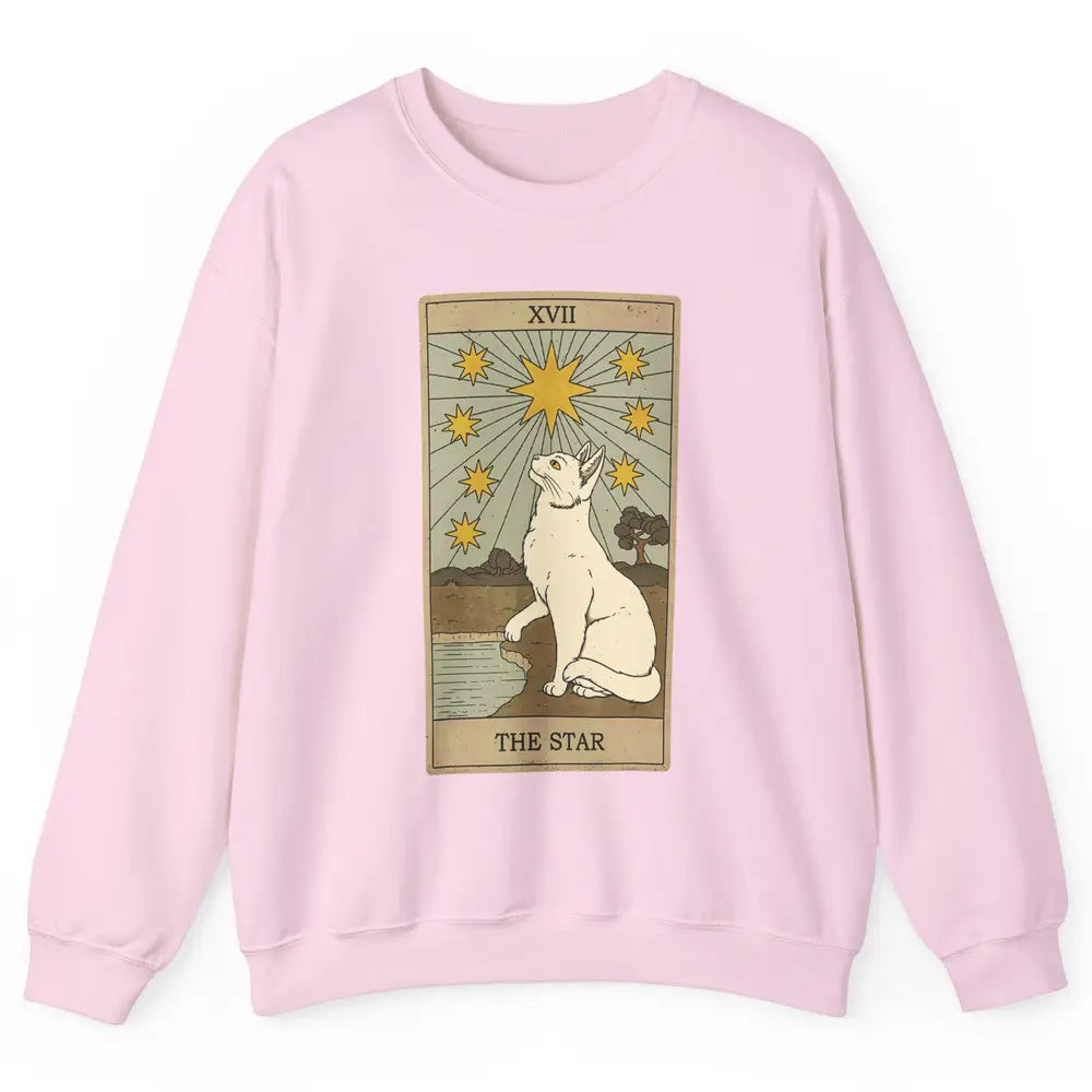 Tarot Card The Star White Cat Retro Mermaid Gothic Vintage Unisex Crewneck Sweatshirt