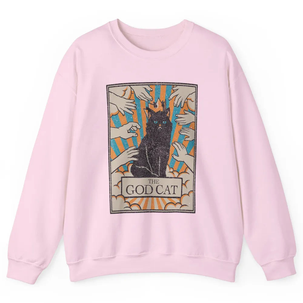 Astrology The God Cat Goth Tarot Card Reader Witchy Black Cat Gothic Sarcastic Unisex Crewneck Sweatshirt