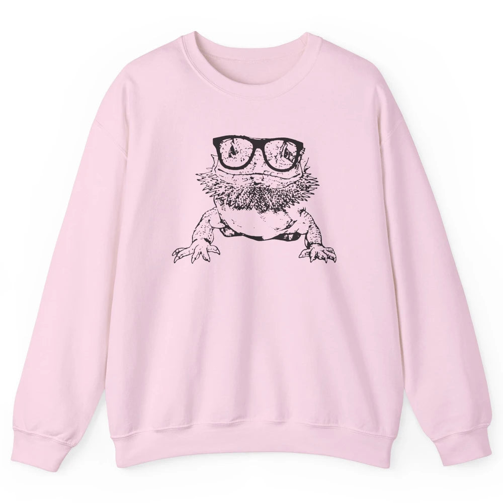 Bearded Dragon Glasses Animal Cute Bearded Dragon Owner Gift Unisex Crewneck Sweatshirt