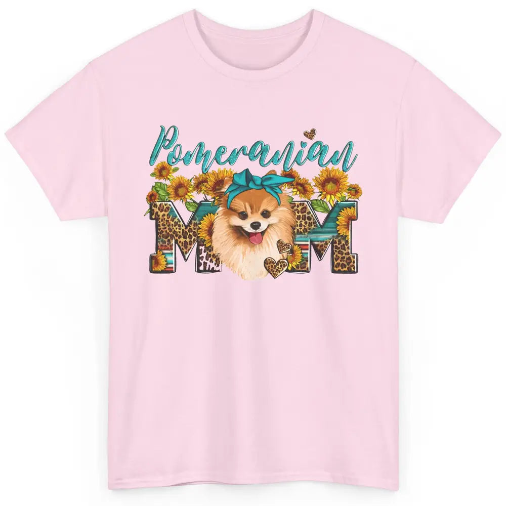 Sunflower Leopard Pomeranian Mom Western Pomeranian Dog Lady Classic Unisex T-Shirt