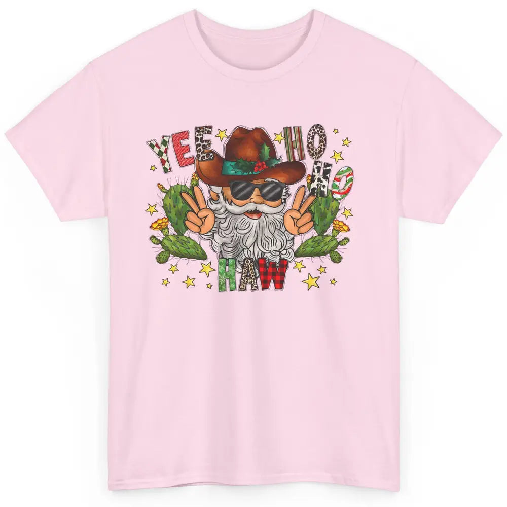 Leopard Santa Cowboy Yee Ho Haw Christmas Western Country Classic Unisex T-Shirt