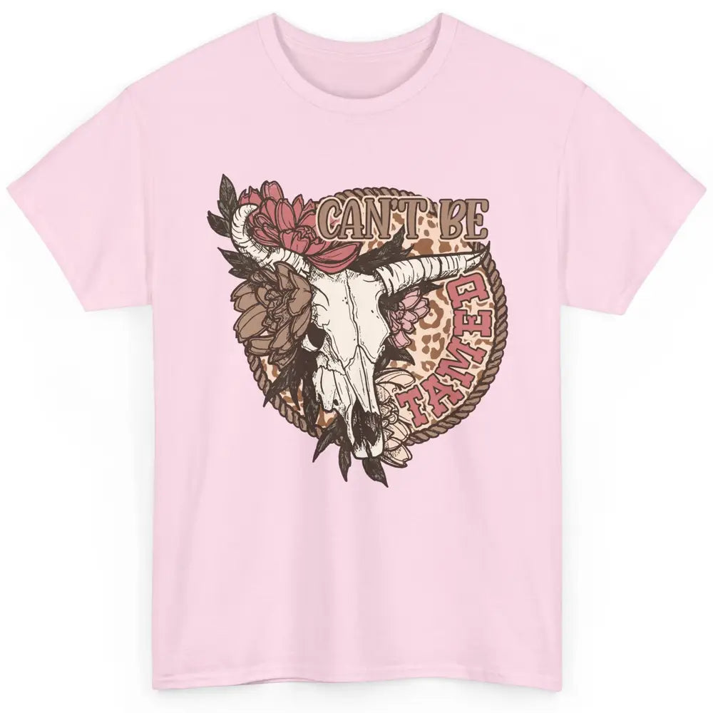 Floral Boho Bull Skull Can't Be Tamed Desert Western Country Classic Unisex T-Shirt