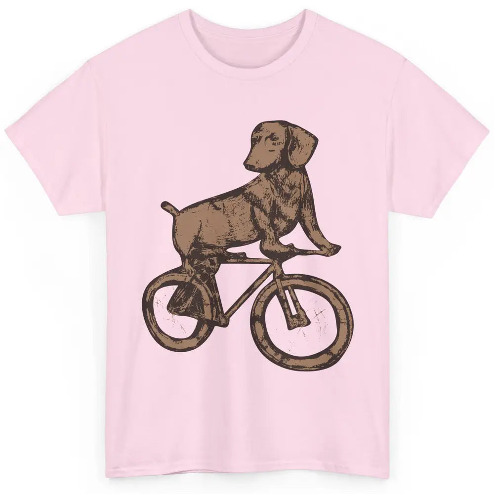 Dachshund On A Bike Funny Dachshund Bicycle Lovers Gift Classic Unisex T-Shirt