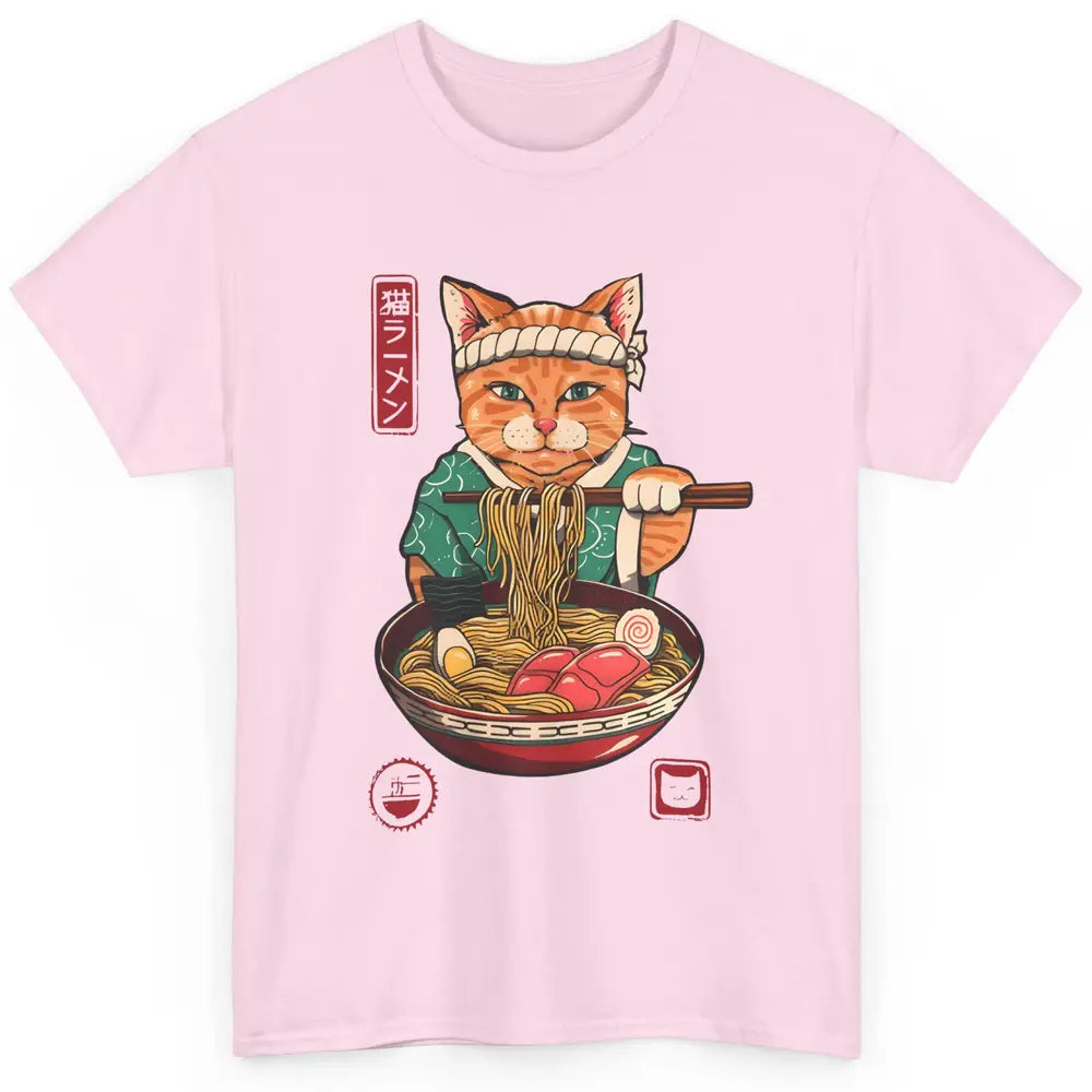 Funny Cat Ramen Bowl Noodles Soup Japanese Kawaii Ramen Cat Classic Unisex T-Shirt