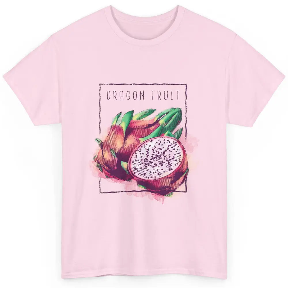 Watercolor Dragonfruit Tropical Paradise Summer Vegan Fruit Classic Unisex T-Shirt