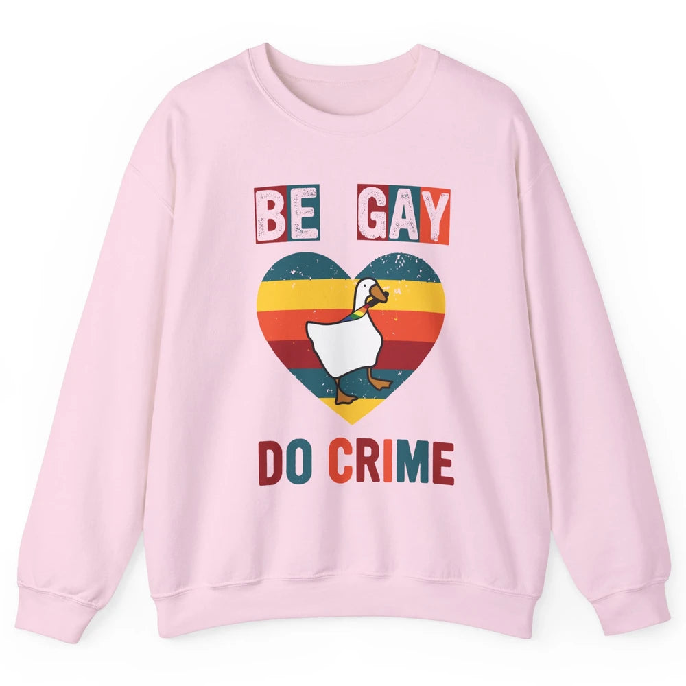 Vintage Duck Rainbow Be Gay Do Crime LGBTQ Community Rights Unisex Crewneck Sweatshirt