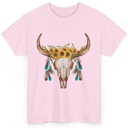 Floral Boho Bull Skull Wild Soul Turquoise Western Cowgirl Classic Unisex T-Shirt