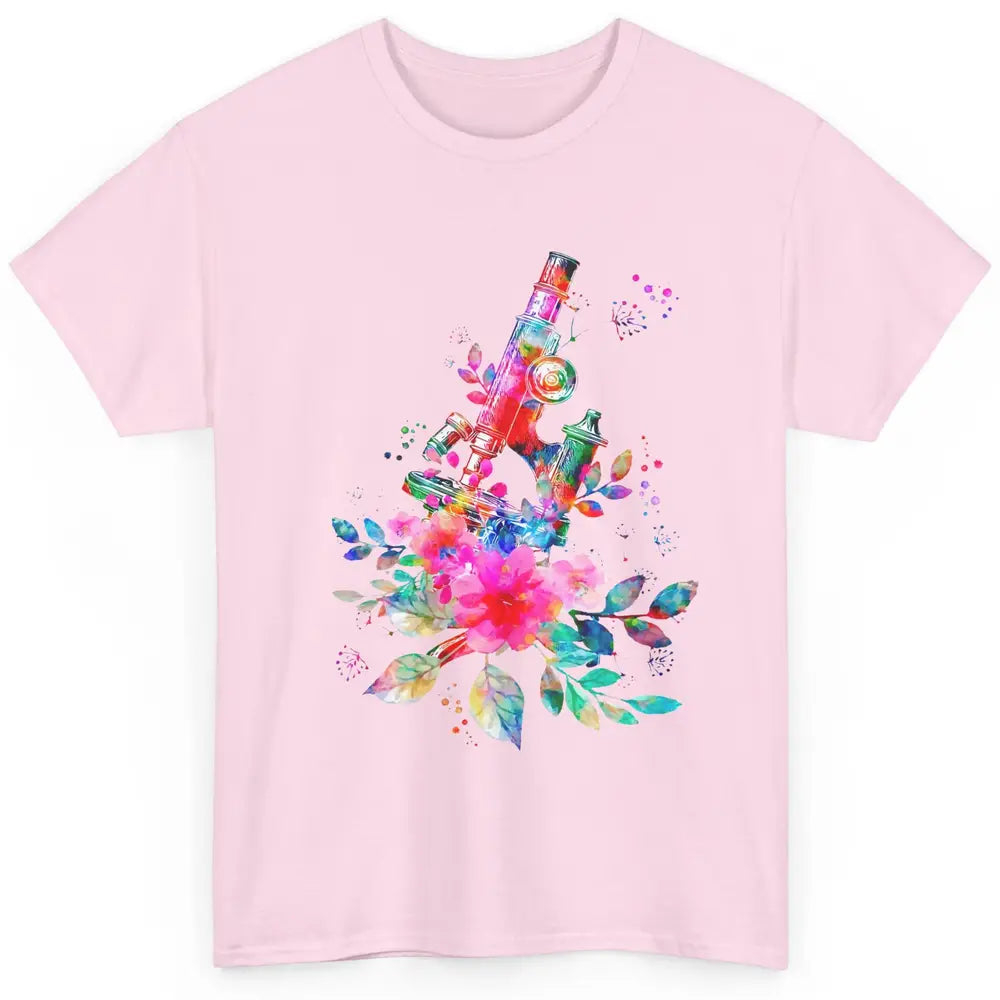 Floral Microscope Medical Laboratory Tools Microbiologist Classic Unisex T-Shirt