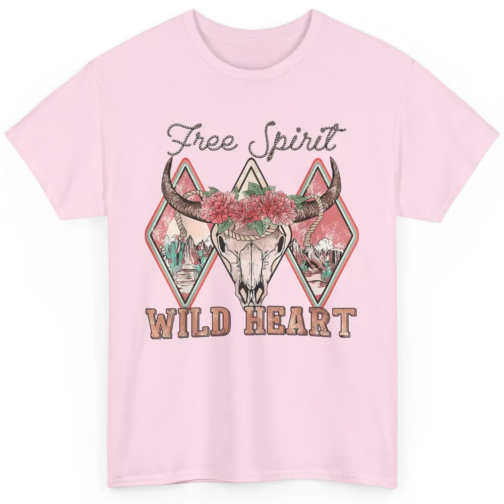 Bull Skull Free Spirit Wild Heart Valentine Western Rodeo Classic Unisex T-Shirt