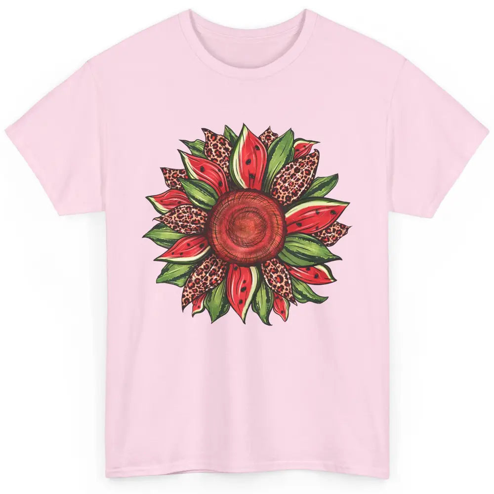 Watermelon Leopard Sunflower Summer Peace Love Watermelon Classic Unisex T-Shirt