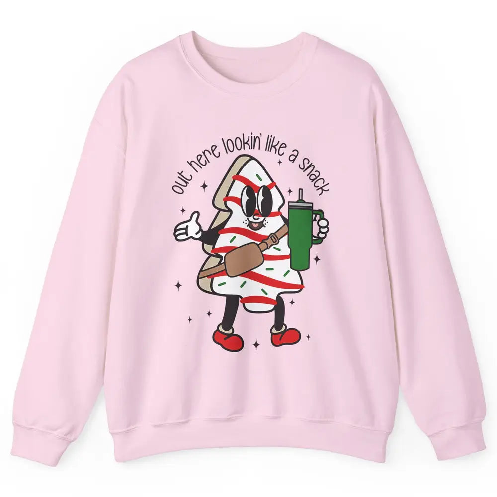 Funny Boo-jee Christmas Tree Cake Out Here Look Like A Snack Unisex Crewneck Sweatshirt