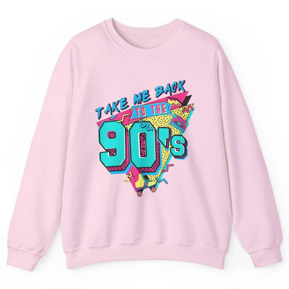 Vintage Take Me Back To The 90s Cassette Retro Rainbow Child Unisex Crewneck Sweatshirt