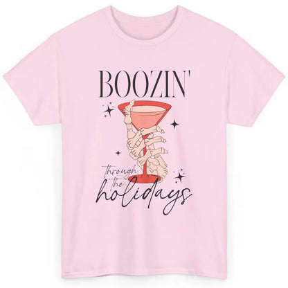 Boozin’ Through The Holidays Christmas Drinking Wine Glass Classic Unisex T-Shirt