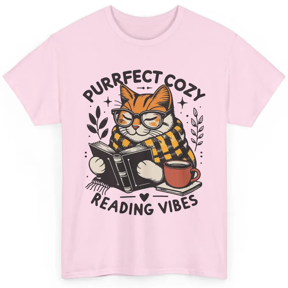 Funny Bookish Cat Purrfect Cozy Reading Vibes Winter Reading Classic Unisex T-Shirt