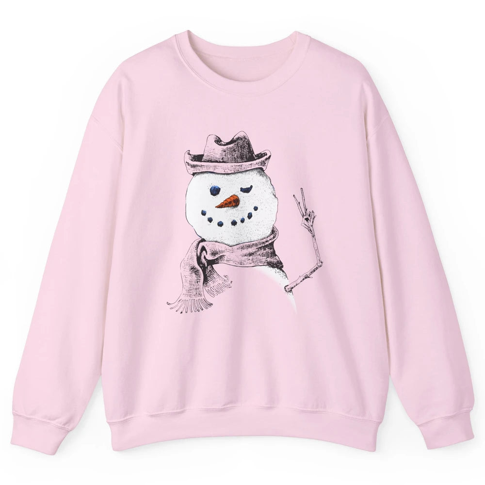 Snowman Peace Sign Christmas Snow Frosty Winter Xmas Gift Unisex Crewneck Sweatshirt