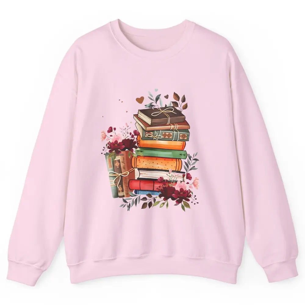 Books Floral Librarian Book Wildflower Bookworm Book Lovers Unisex Crewneck Sweatshirt